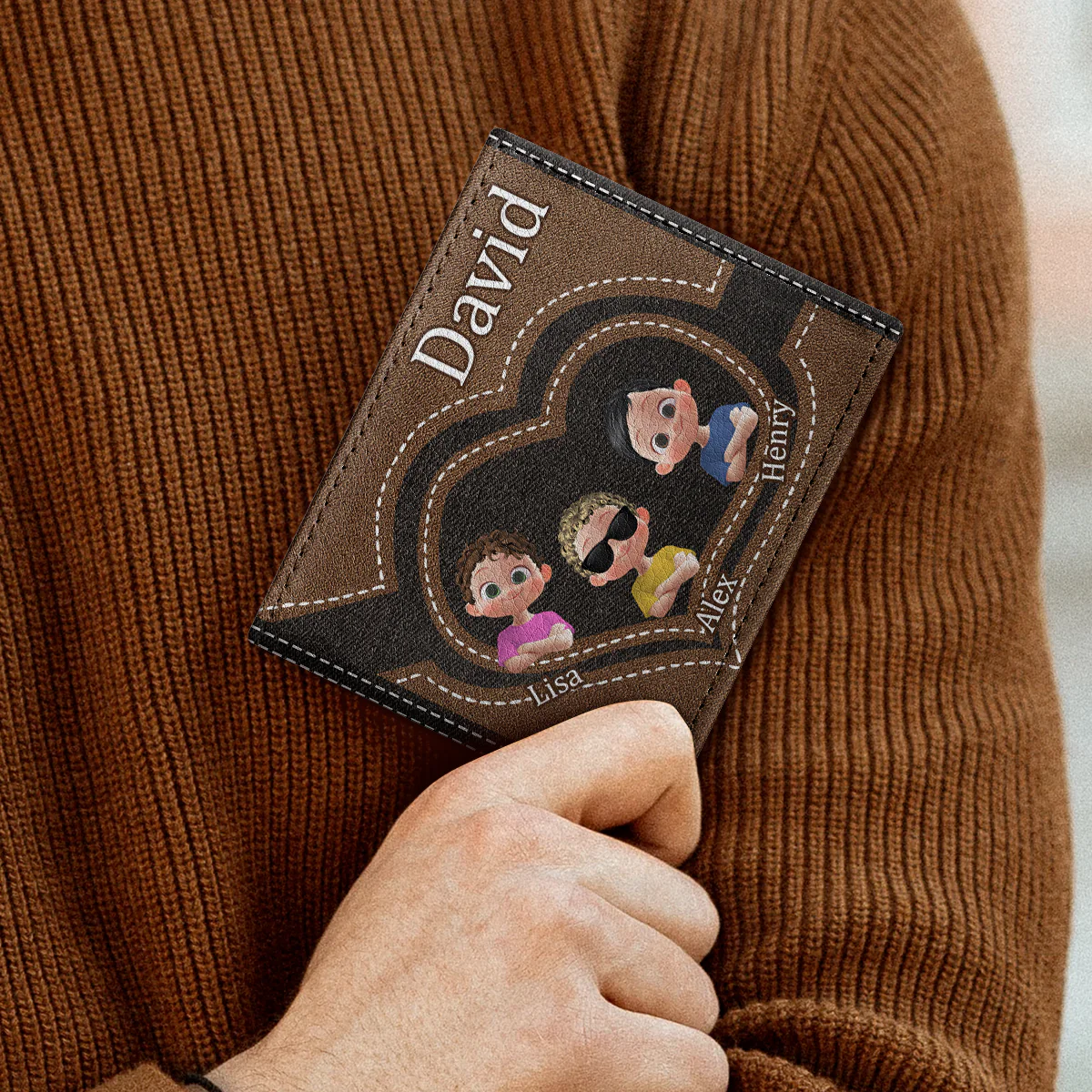 Best Dad Ever - Personalized Leather Folded Wallet - Image 3