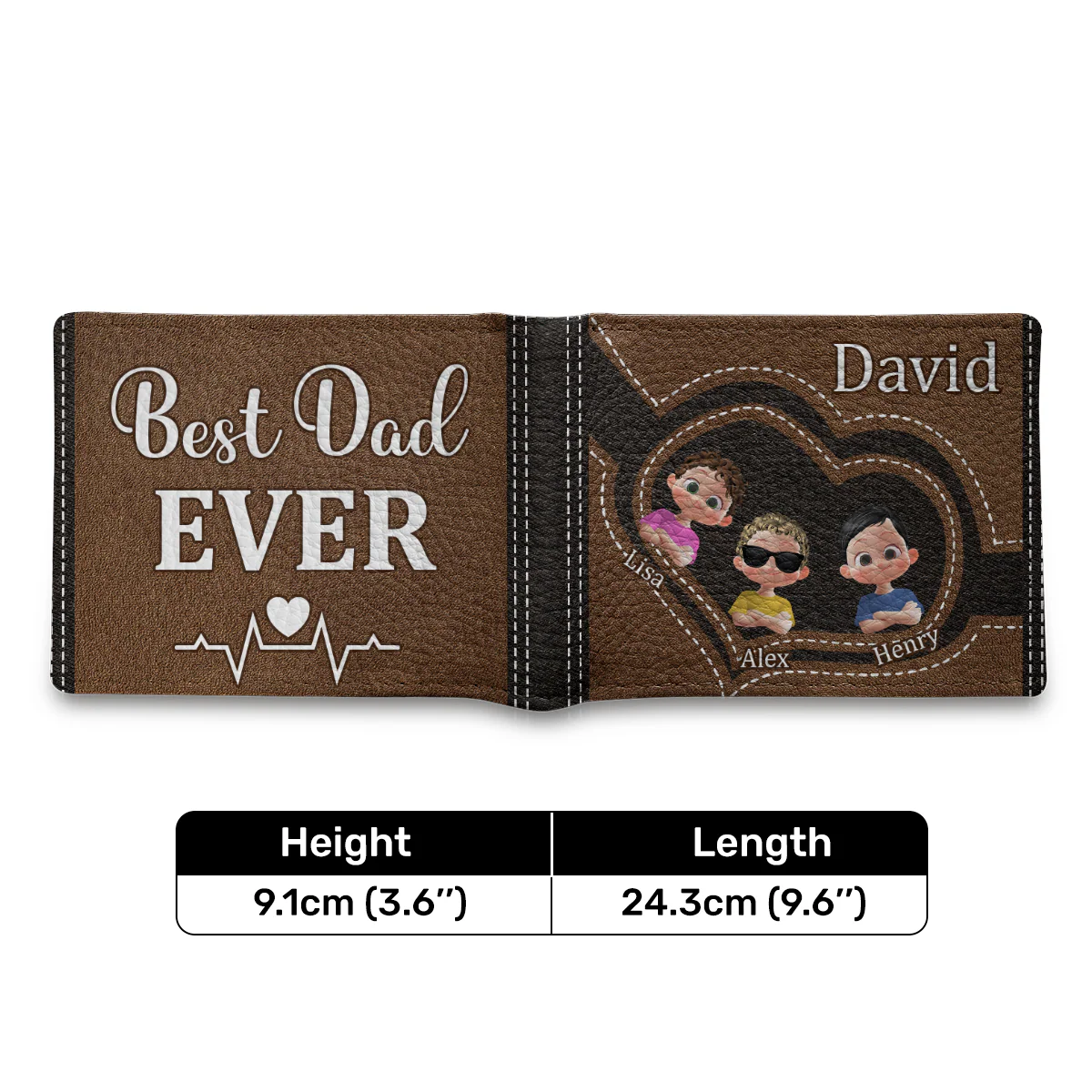 Best Dad Ever - Personalized Leather Folded Wallet - Image 7