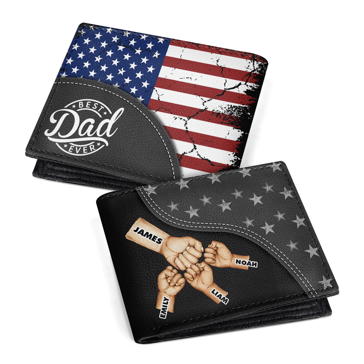 Best Dad Ever - Personalized Leather Folded Wallet