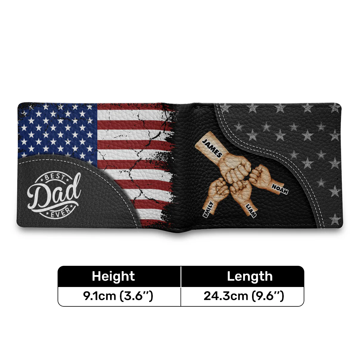 Best Dad Ever - Personalized Leather Folded Wallet - Image 7