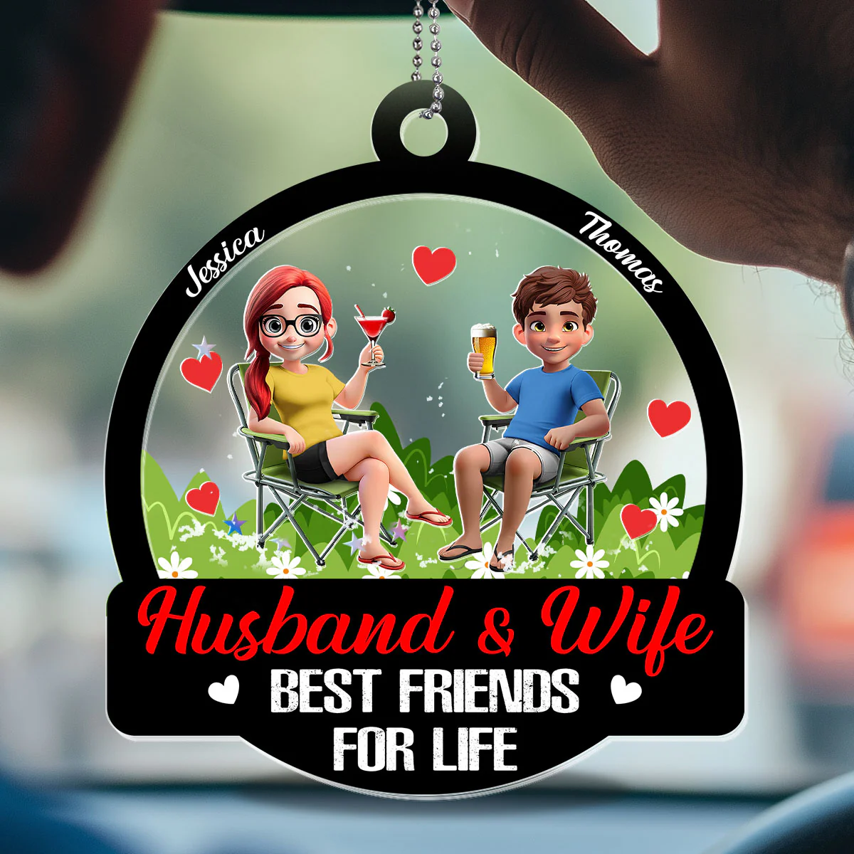 Best Friends For Life - Personalized Car Shaker Ornament - Image 3