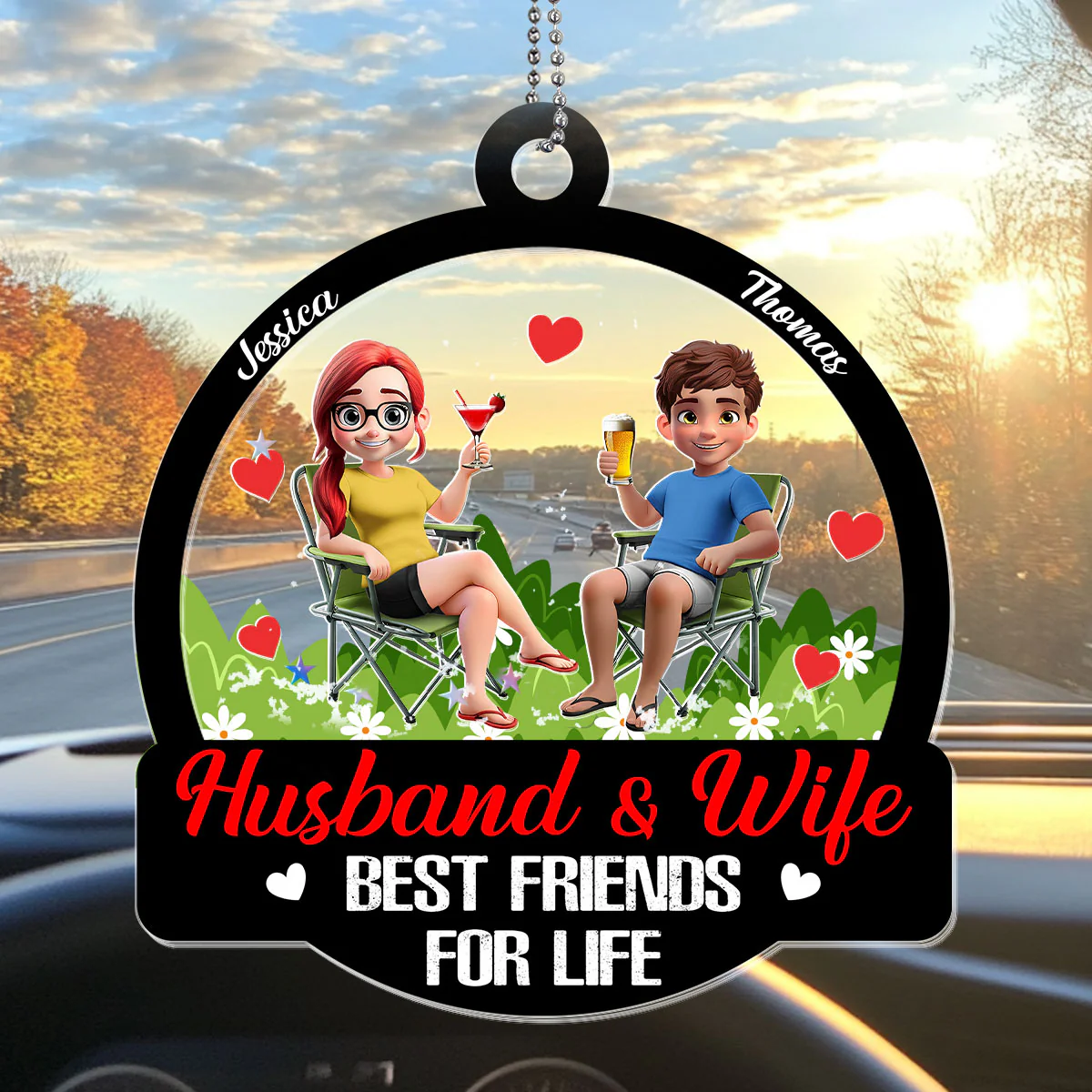 Best Friends For Life - Personalized Car Shaker Ornament - Image 4