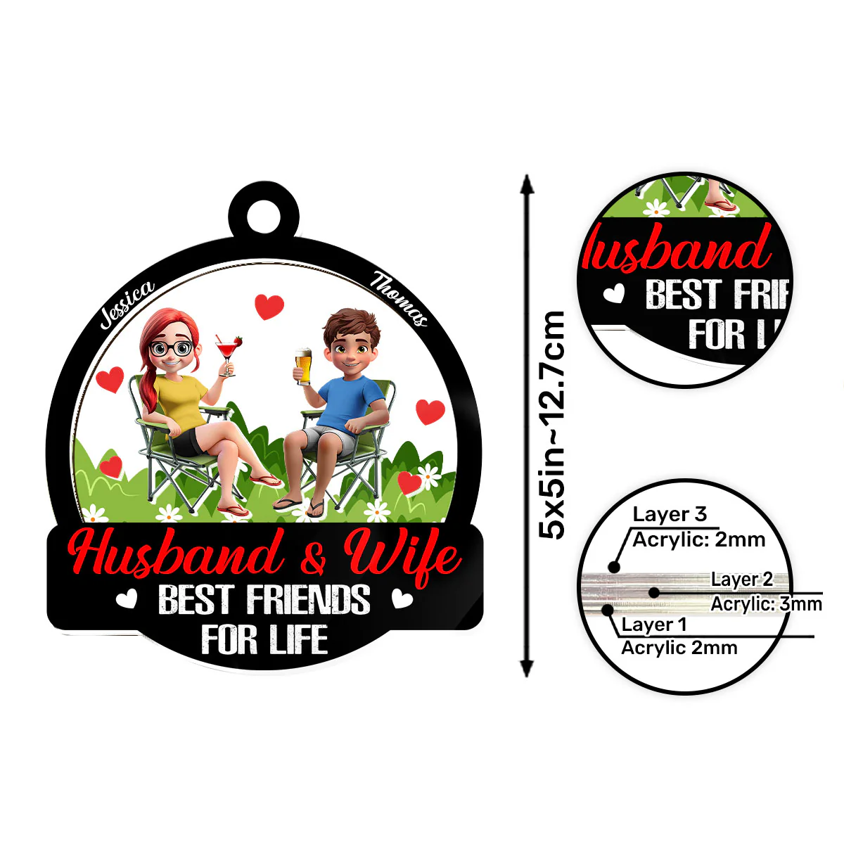 Best Friends For Life - Personalized Car Shaker Ornament - Image 6