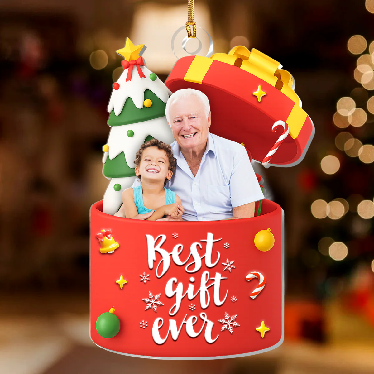 Best Gift Ever - Personalized 1-Layer Acrylic Ornament - Image 2