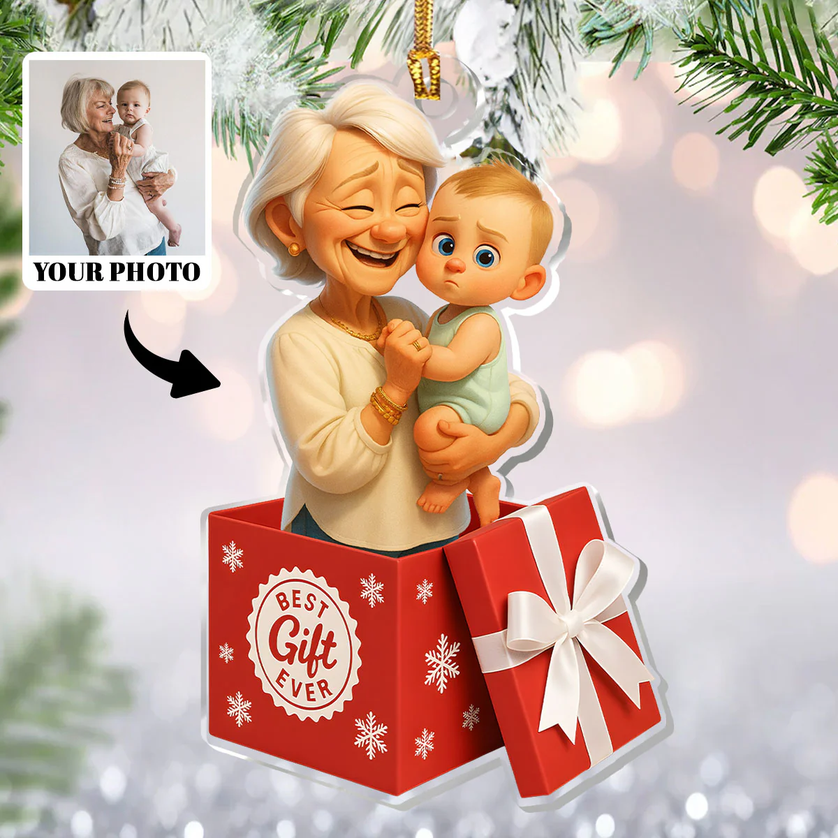 Best Gift Ever - Personalized 1-Layer Acrylic Ornament