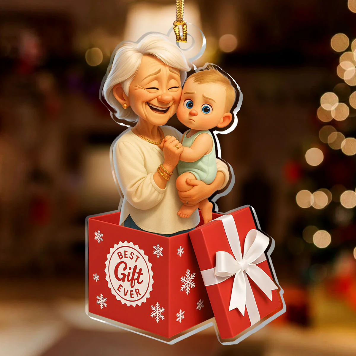 Best Gift Ever - Personalized 1-Layer Acrylic Ornament - Image 2