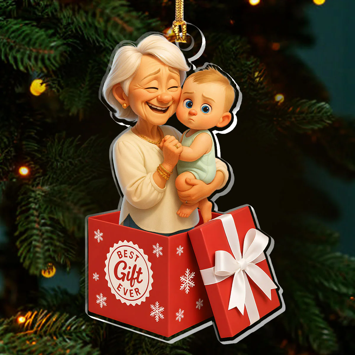 Best Gift Ever - Personalized 1-Layer Acrylic Ornament - Image 3