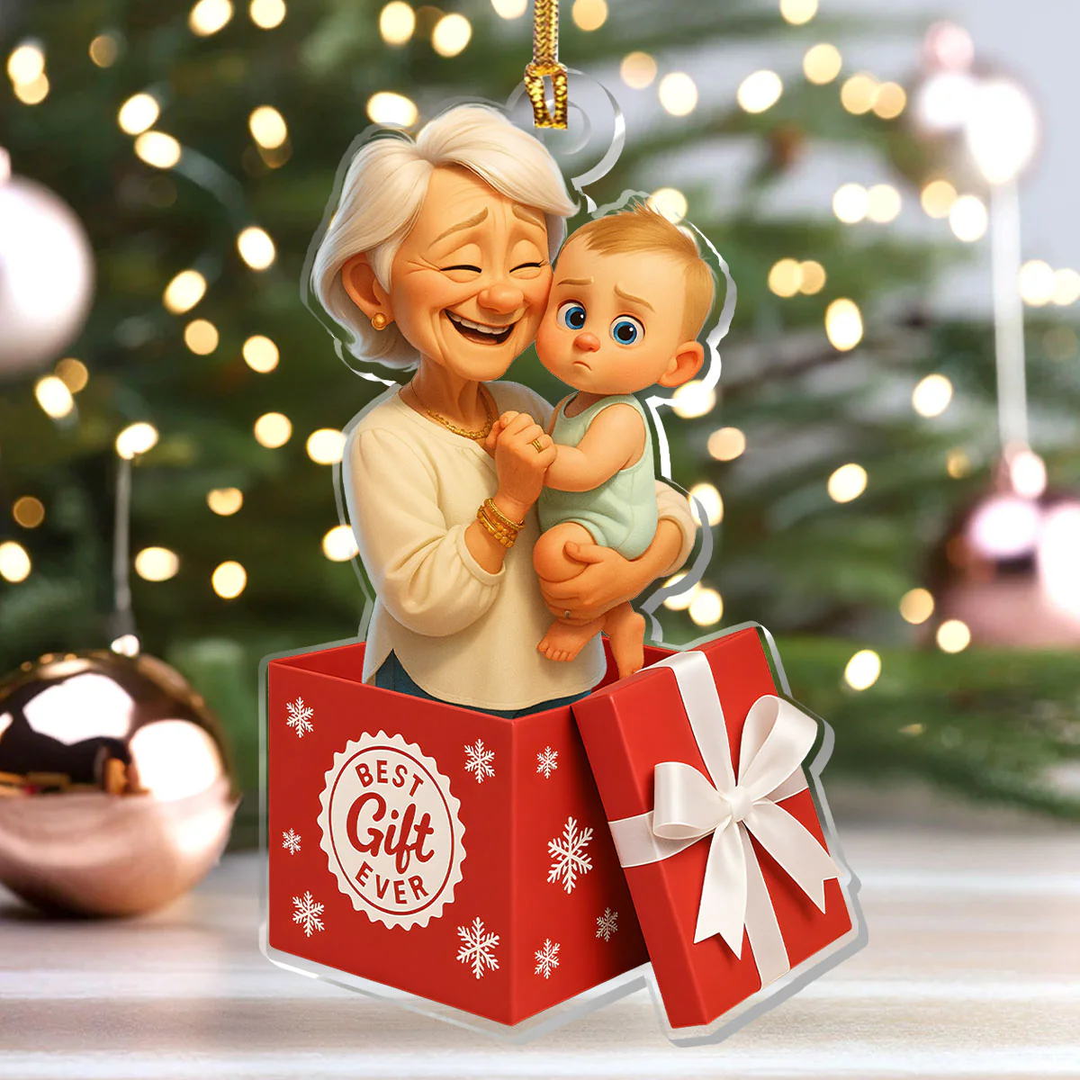 Best Gift Ever - Personalized 1-Layer Acrylic Ornament - Image 4