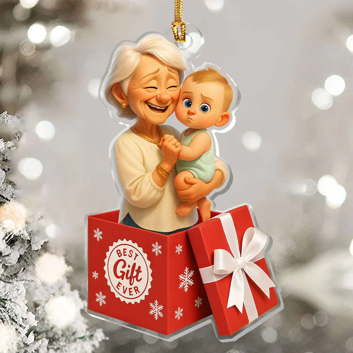 Best Gift Ever - Personalized 1-Layer Acrylic Ornament - Image 5