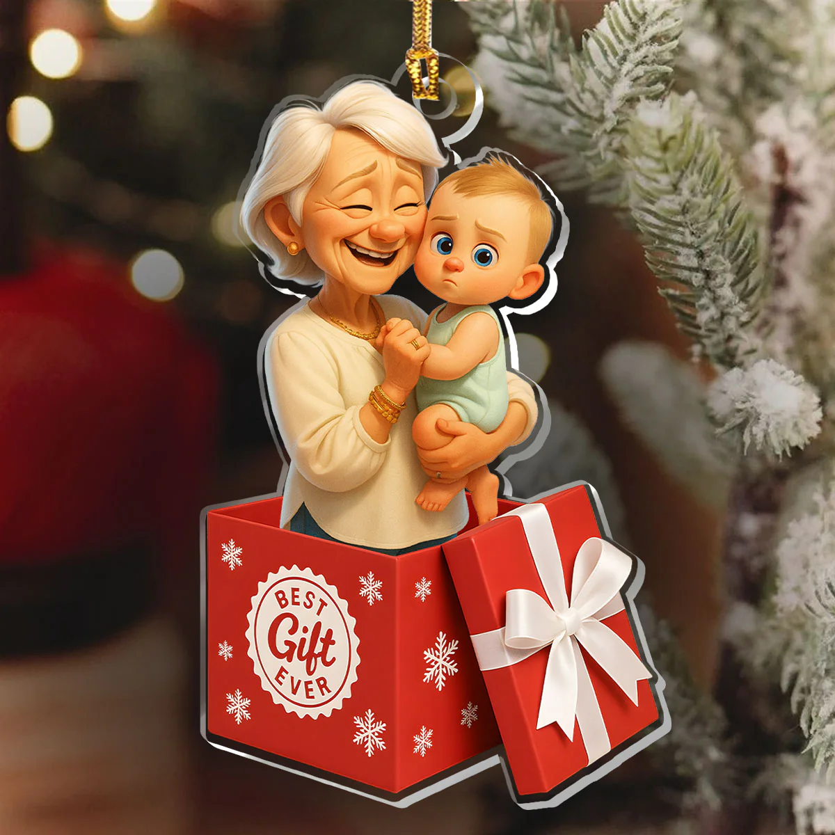 Best Gift Ever - Personalized 1-Layer Acrylic Ornament - Image 6