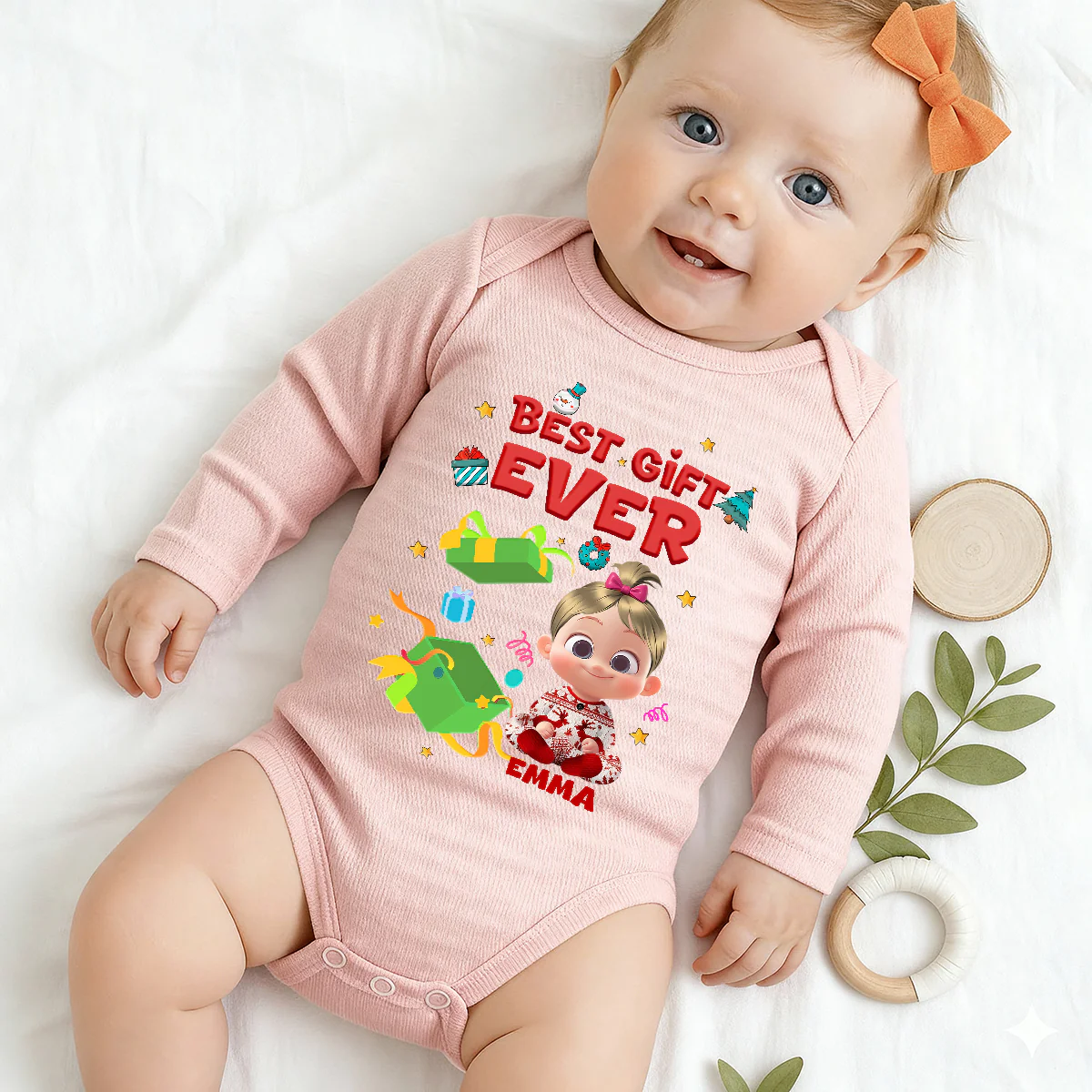 Best Gift Ever - Personalized Long Sleeve Baby Onesie - Image 2