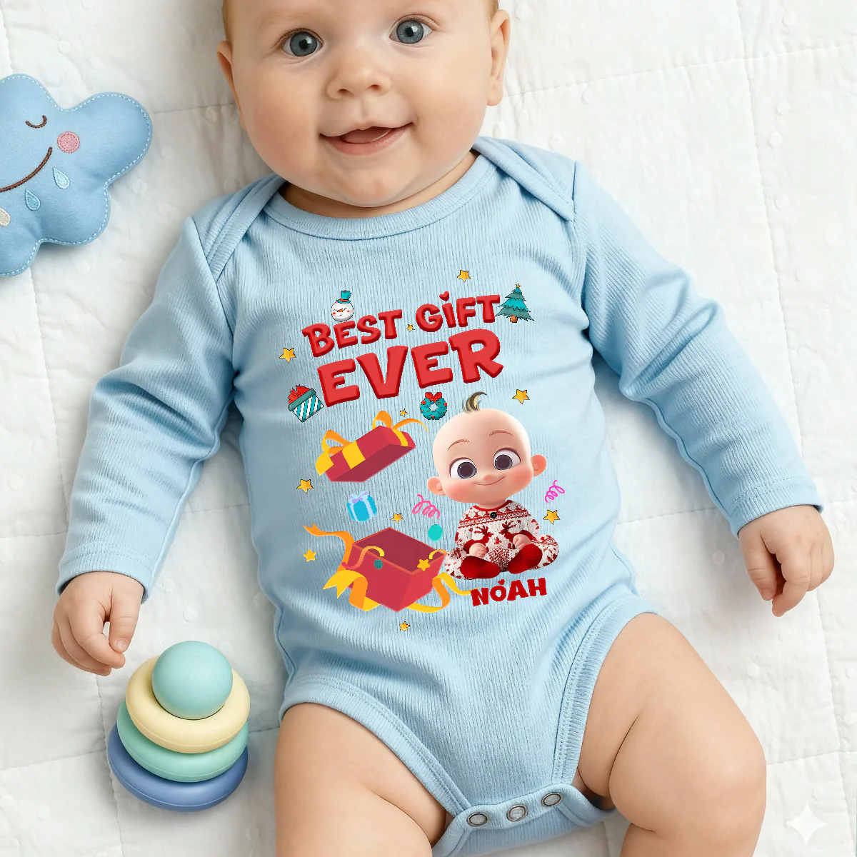Best Gift Ever - Personalized Long Sleeve Baby Onesie - Image 3
