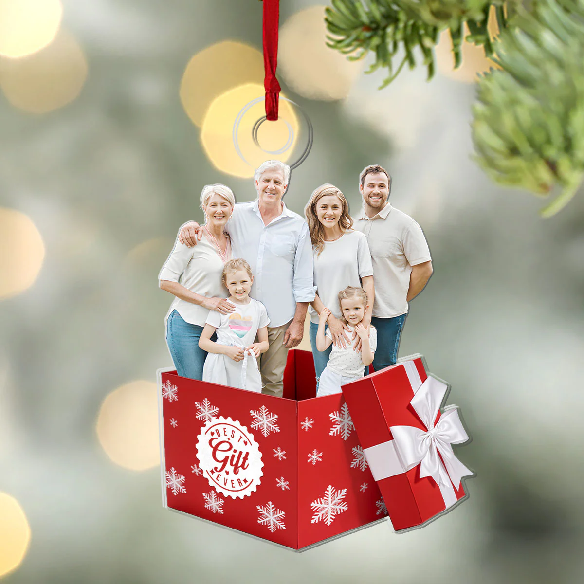 Best Gift Ever Photo Upload - Personalized 1-Layer Acrylic Ornament - Image 3
