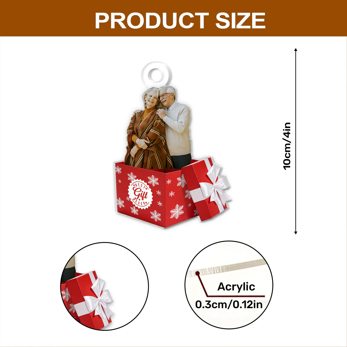 Best Gift Ever Photo Upload - Personalized 1-Layer Acrylic Ornament - Image 4