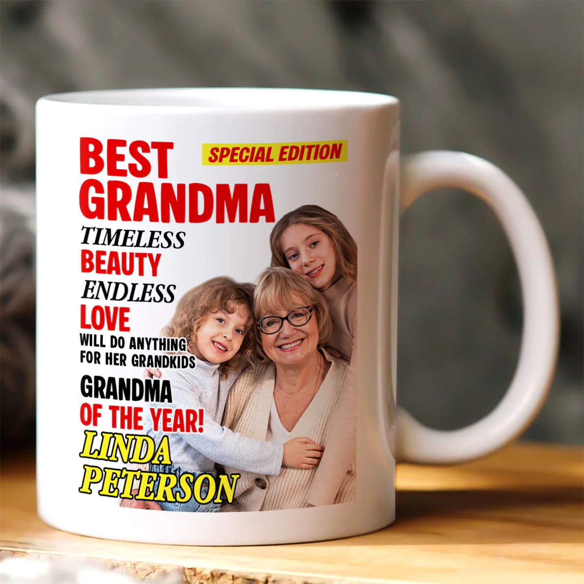 Best Grandma Custom Photo - Personalized Ceramic Coffee Mug