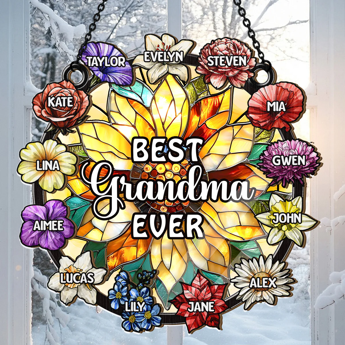 Best Grandma Ever - Personalized Window Hanging Suncatcher - Image 3