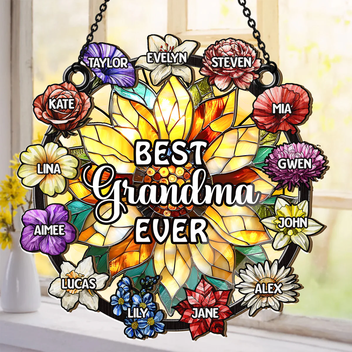 Best Grandma Ever - Personalized Window Hanging Suncatcher - Image 4