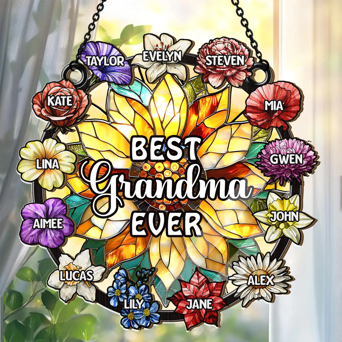 Best Grandma Ever - Personalized Window Hanging Suncatcher - Image 5