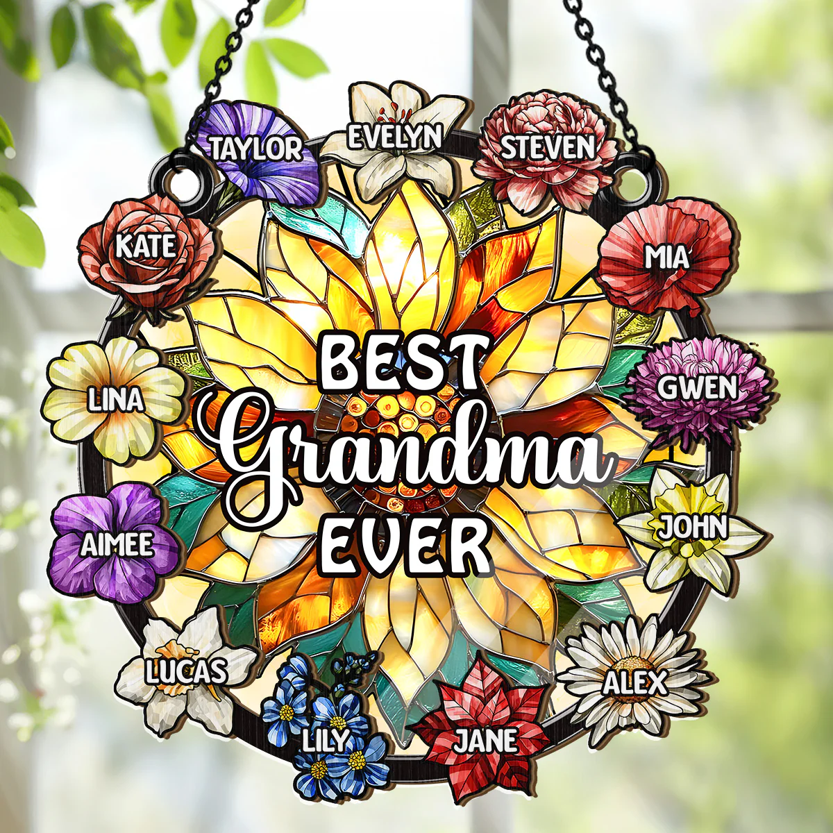 Best Grandma Ever - Personalized Window Hanging Suncatcher - Image 6