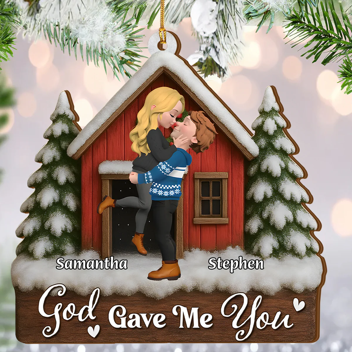 Best Present God Ever Gave Me - Personalized Wood Ornament Cutout & Print 1 Side