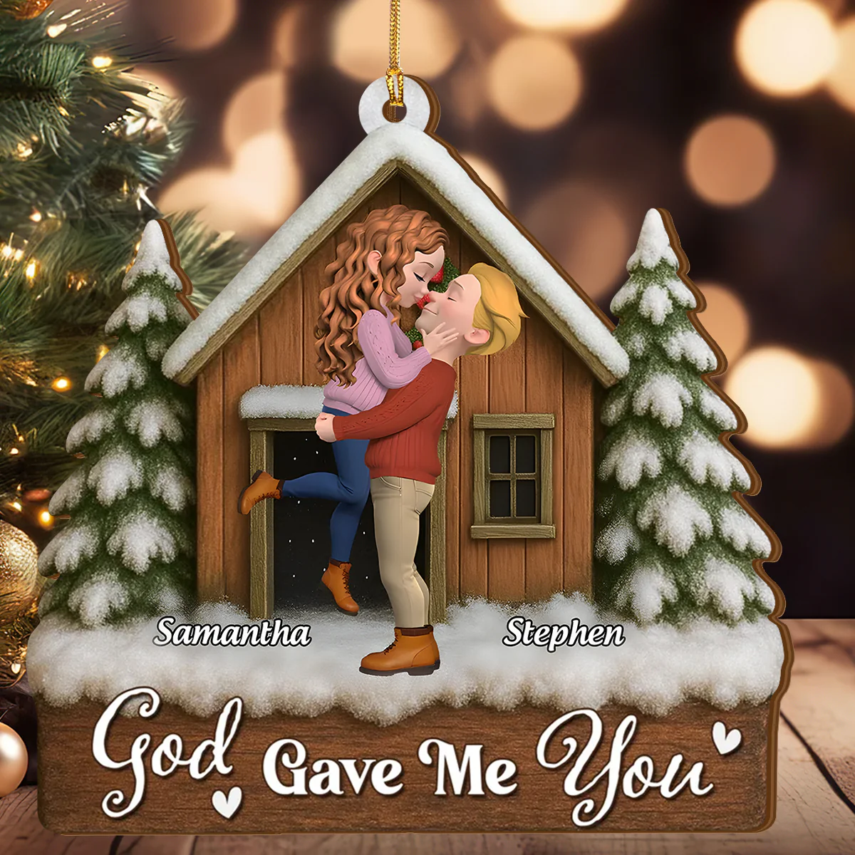 Best Present God Ever Gave Me - Personalized Wood Ornament Cutout & Print 1 Side - Image 2