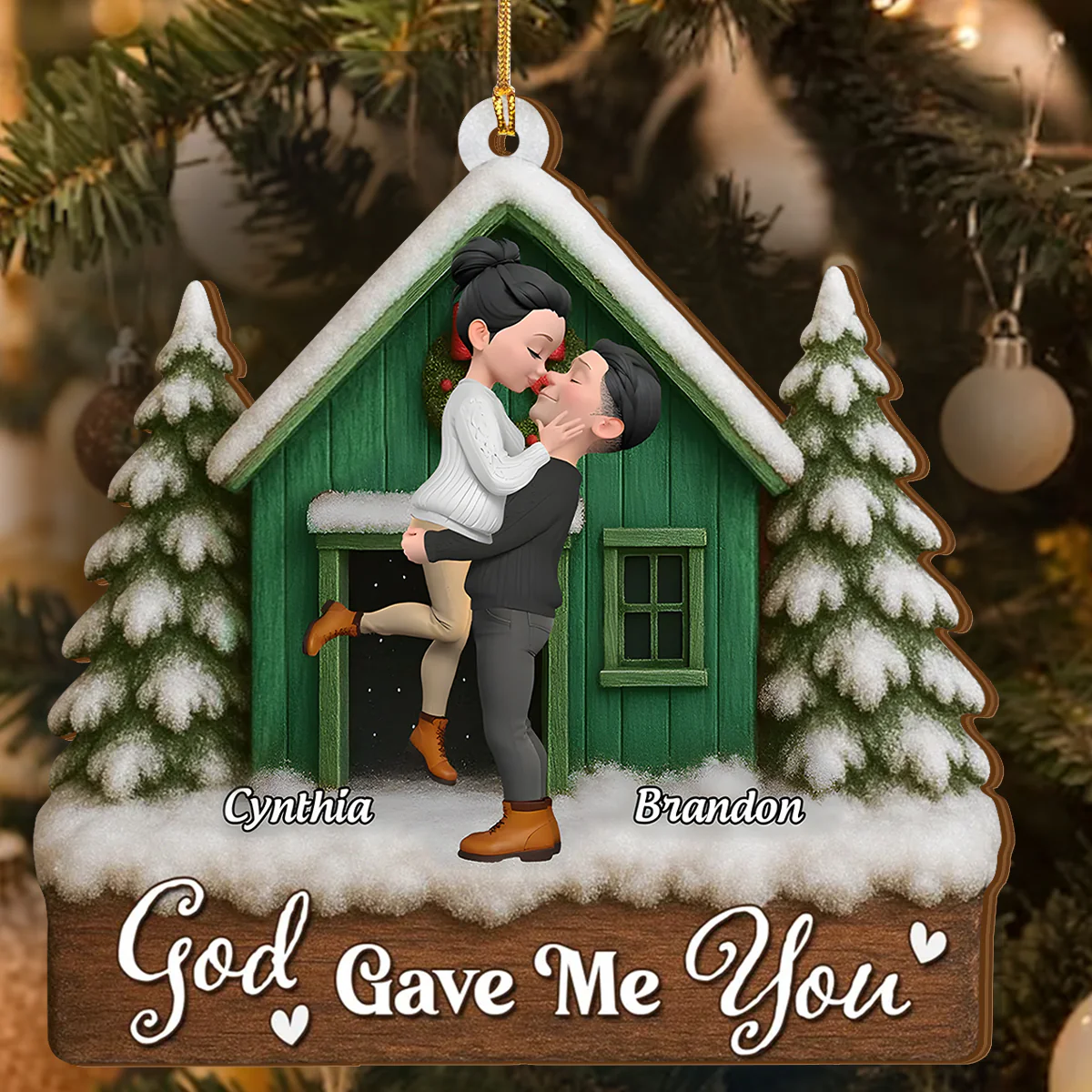 Best Present God Ever Gave Me - Personalized Wood Ornament Cutout & Print 1 Side - Image 3