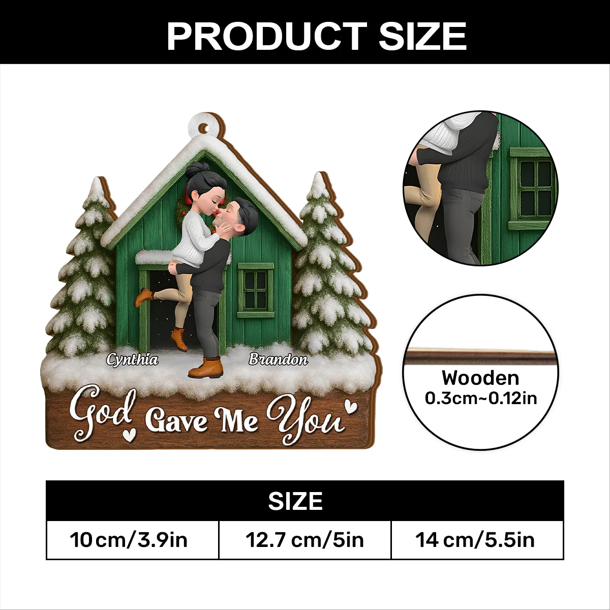 Best Present God Ever Gave Me - Personalized Wood Ornament Cutout & Print 1 Side - Image 5