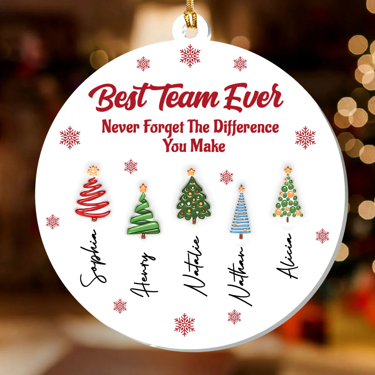 Best Team Ever Coworkers - Personalized 1-Layer Acrylic Ornament - Image 2