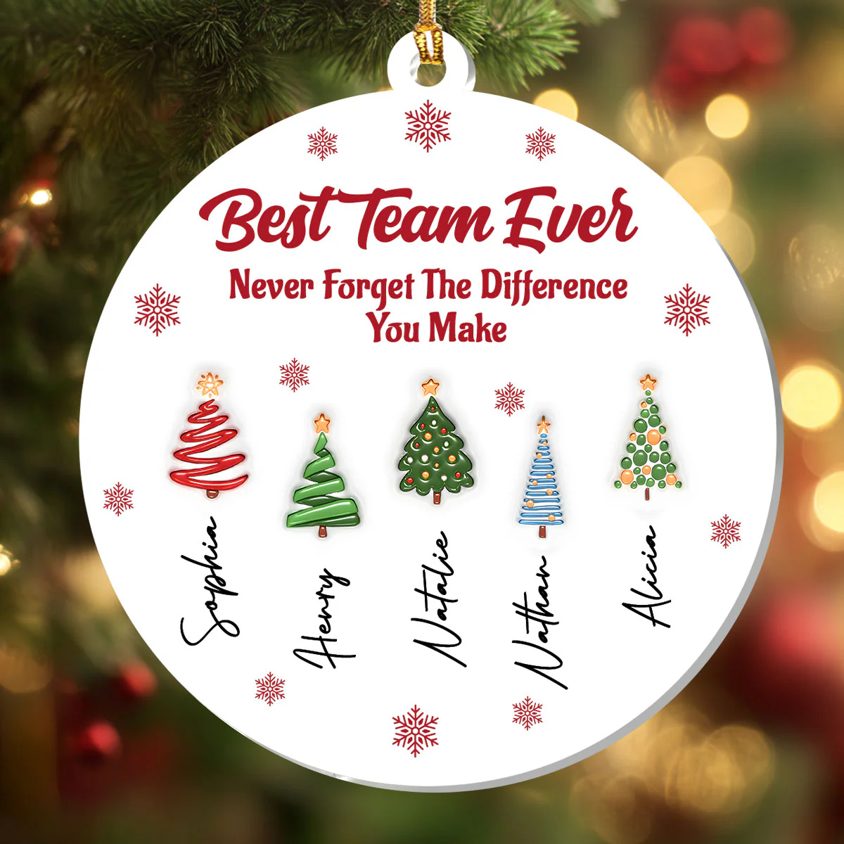 Best Team Ever Coworkers - Personalized 1-Layer Acrylic Ornament - Image 4
