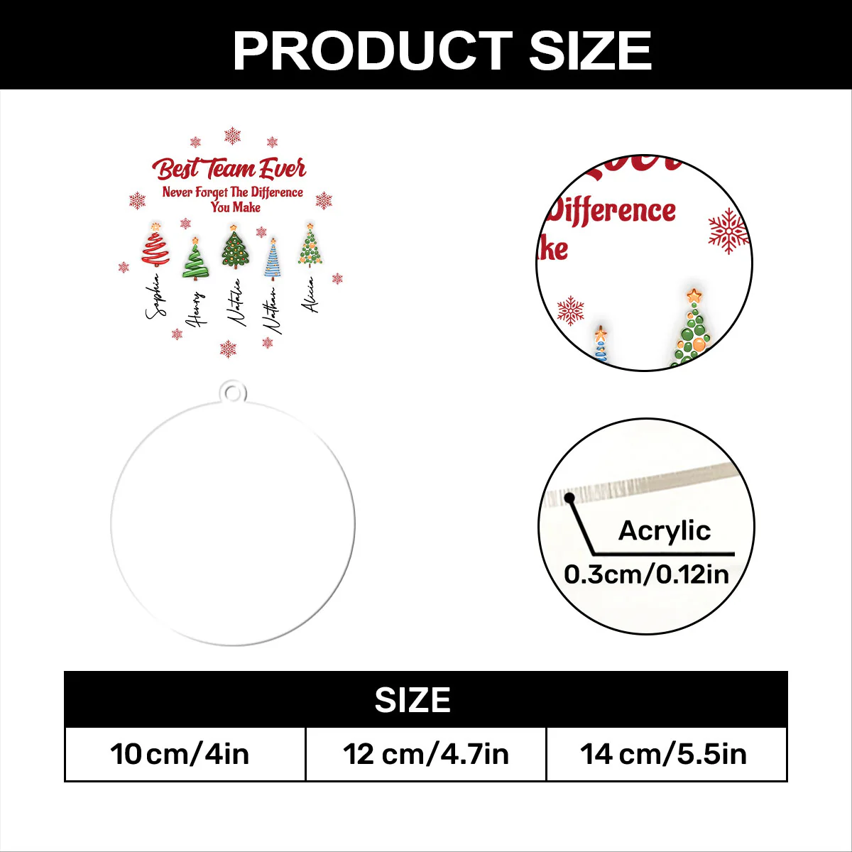 Best Team Ever Coworkers - Personalized 1-Layer Acrylic Ornament - Image 7