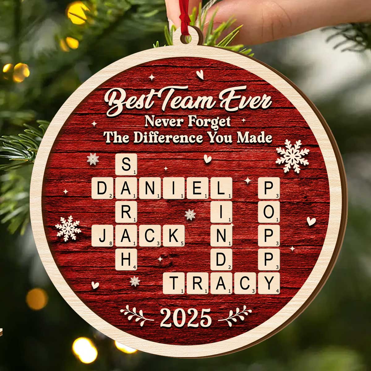 Best Team Ever - Personalized 2-Layered Wooden Ornament - Image 2