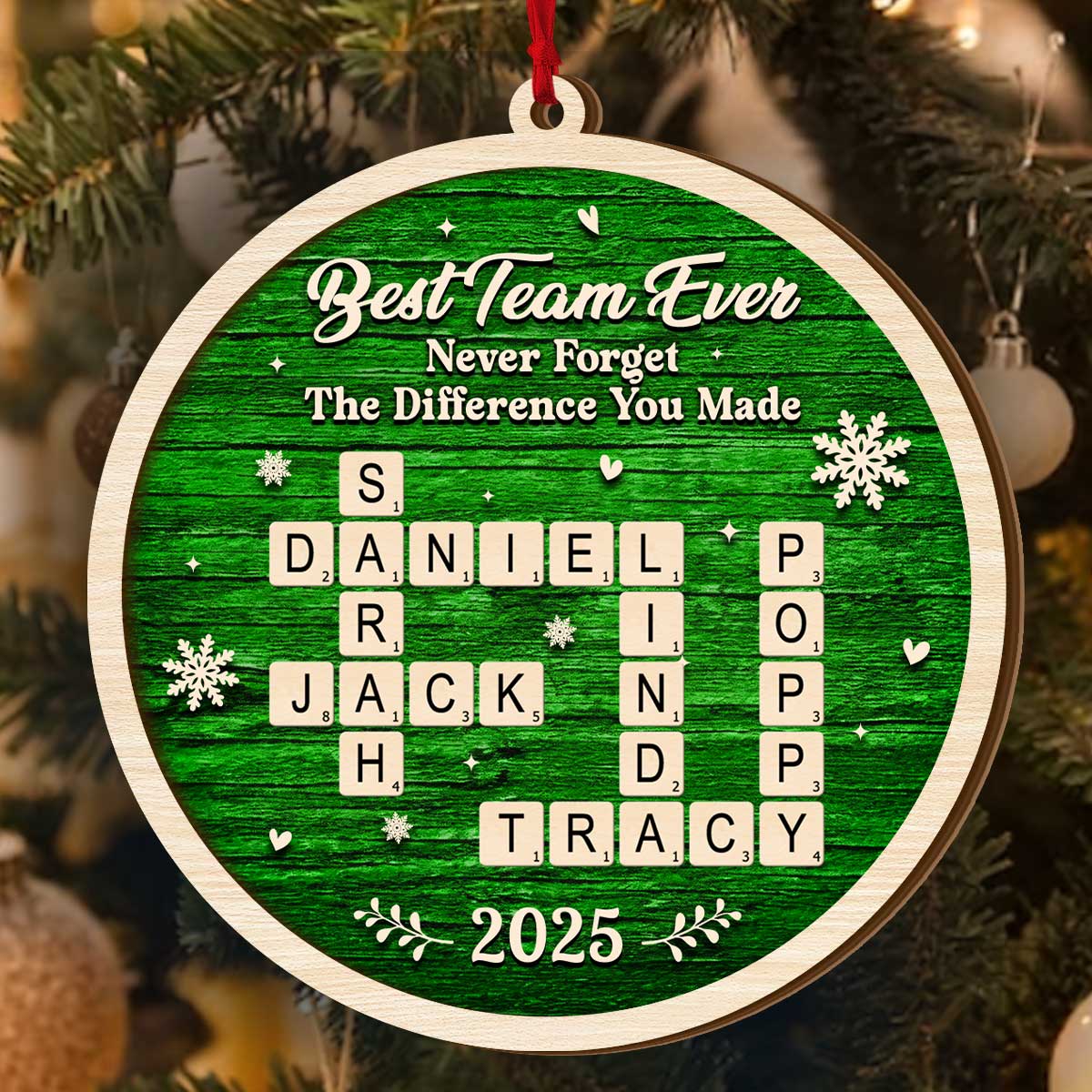 Best Team Ever - Personalized 2-Layered Wooden Ornament - Image 4