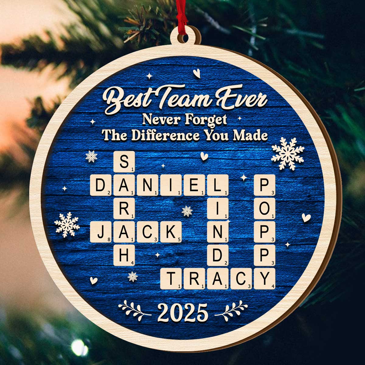 Best Team Ever - Personalized 2-Layered Wooden Ornament - Image 5