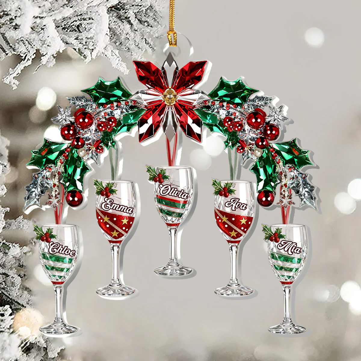 Bestie Cheers Christmas Wine - Personalized 1-Layer Acrylic Ornament - Image 5