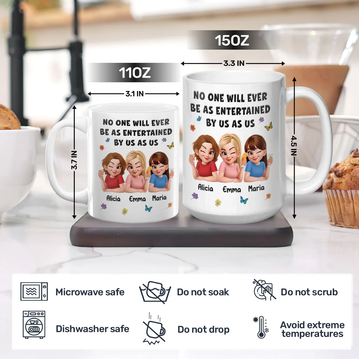 Bestie No One Will Ever Be As Entertained By Us As Us - Personalized Ceramic Coffee Mug - Image 5