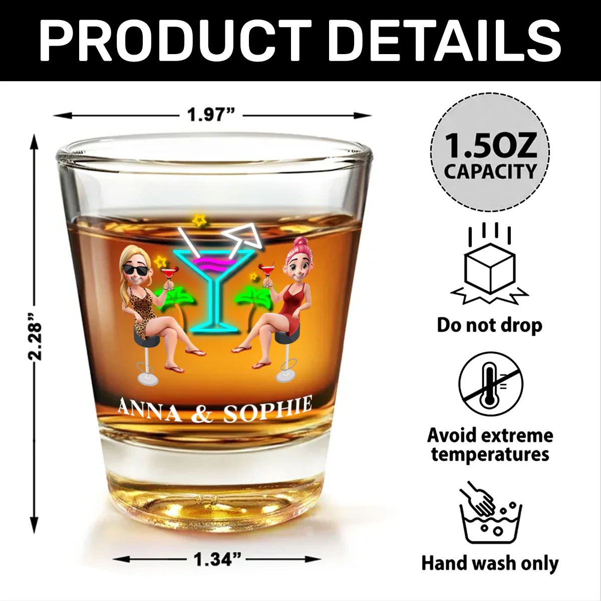 Besties And Alcohol The Glue Holding It Together - Personalized Shot Glass - Image 5