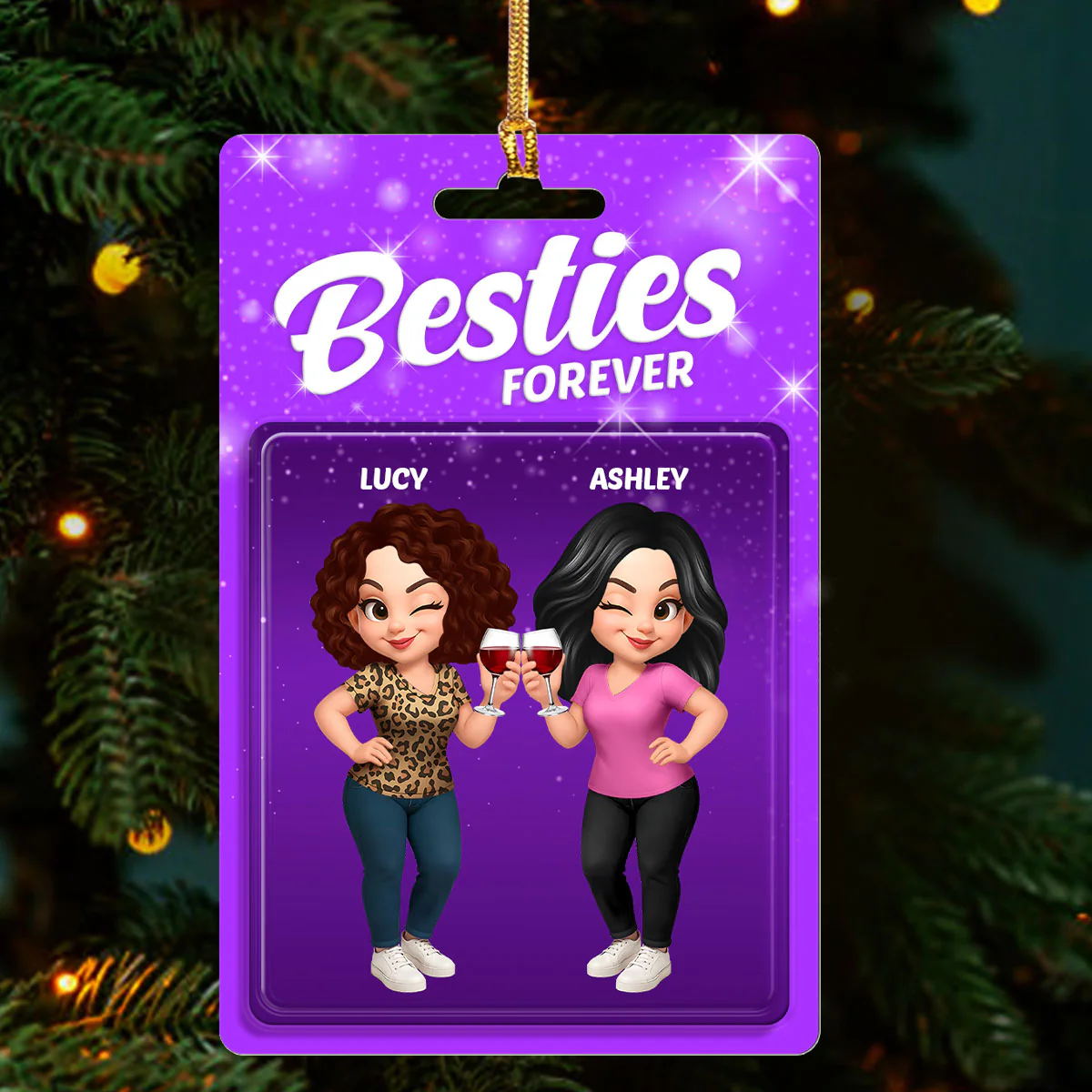 Besties Forever - Personalized 1-Layer Acrylic Ornament - Image 3