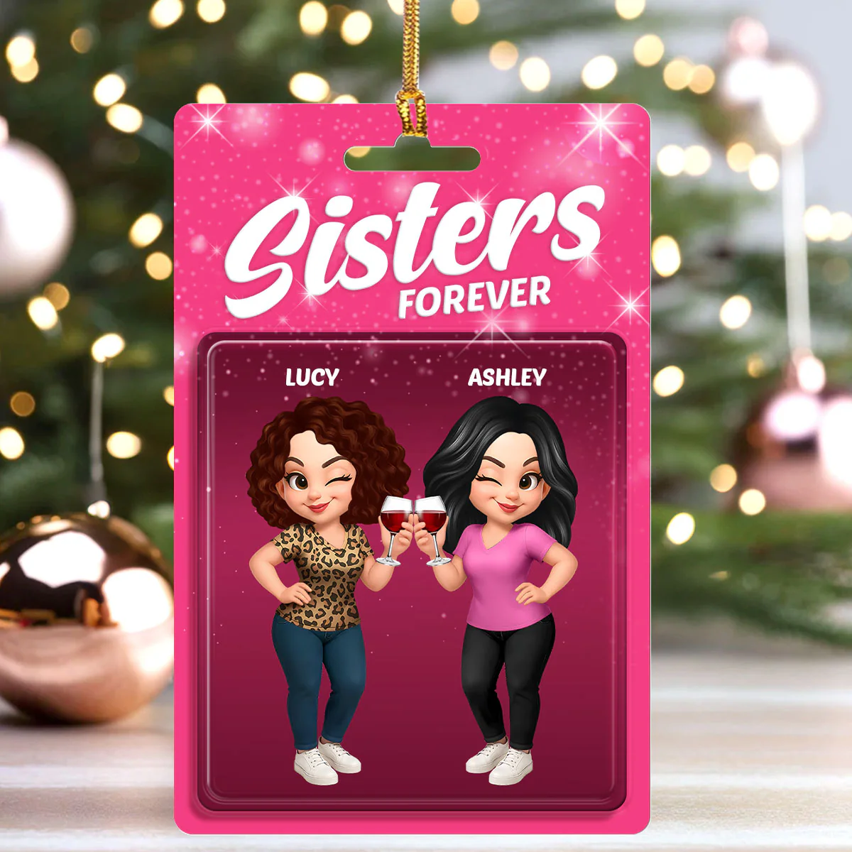 Besties Forever - Personalized 1-Layer Acrylic Ornament - Image 4