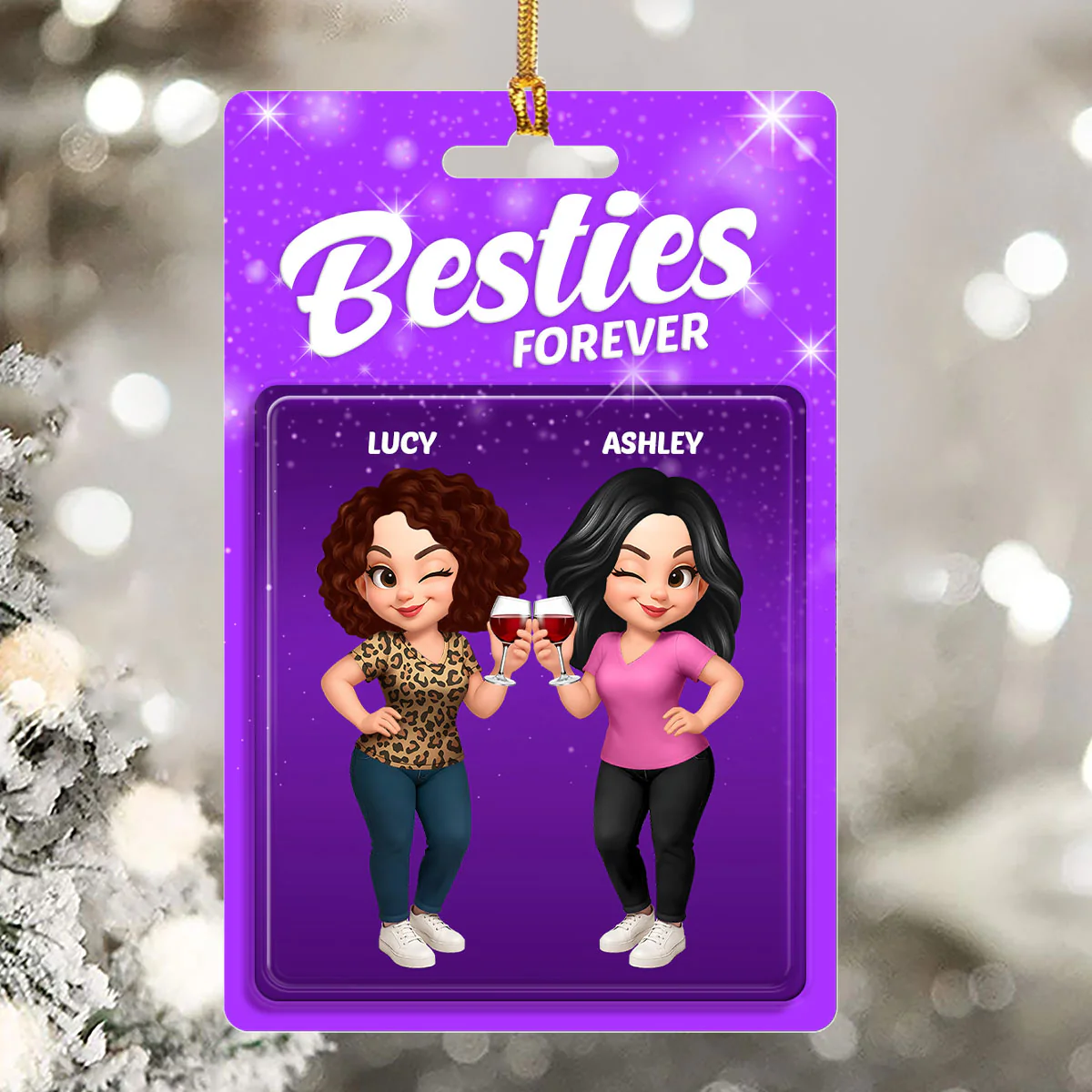 Besties Forever - Personalized 1-Layer Acrylic Ornament - Image 5