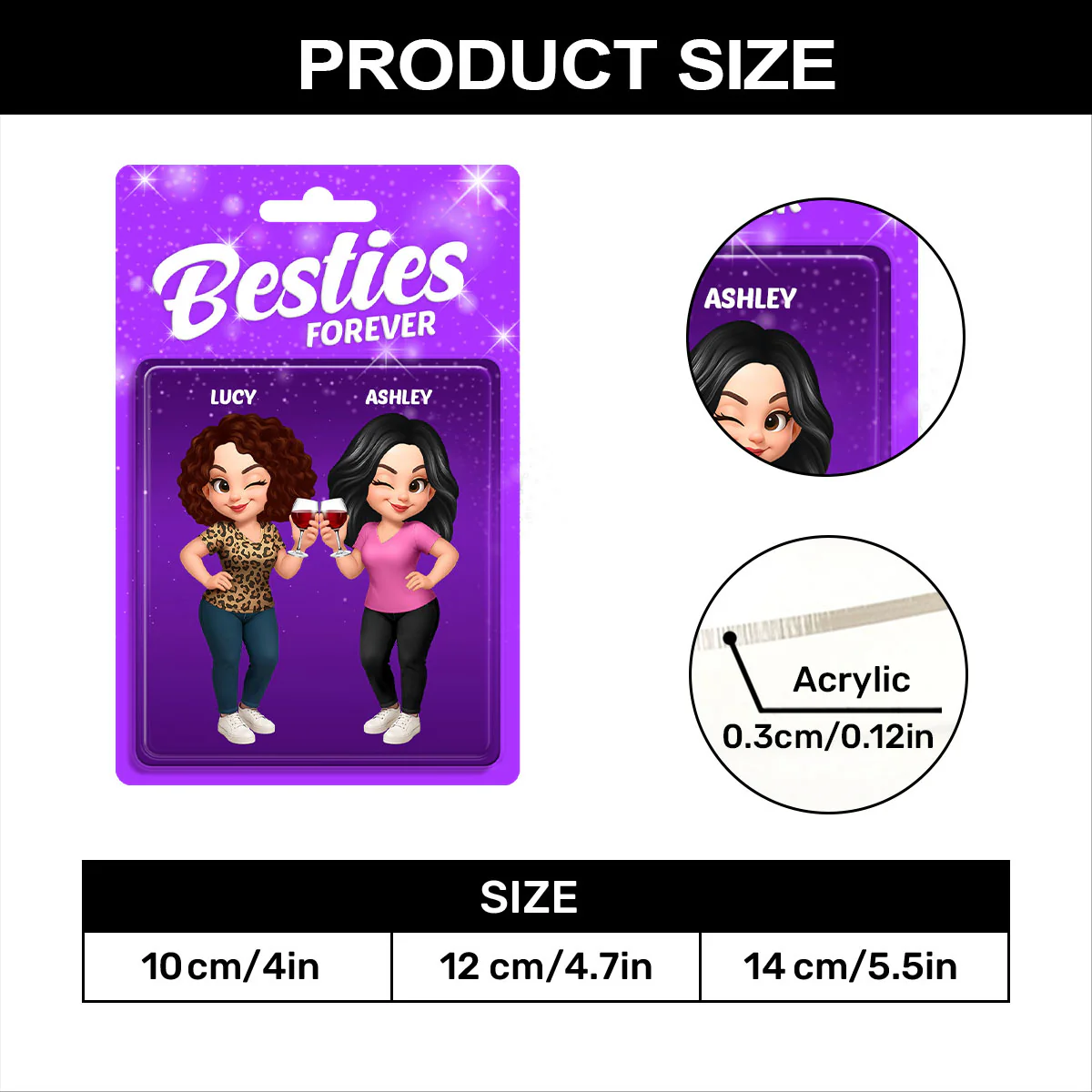 Besties Forever - Personalized 1-Layer Acrylic Ornament - Image 7