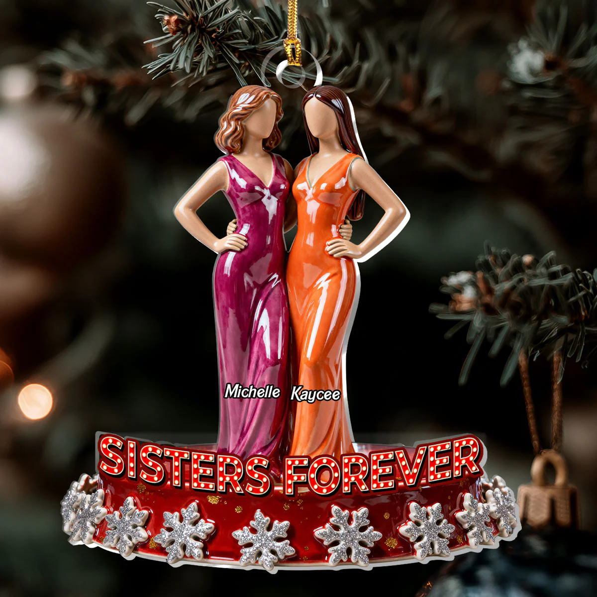 Besties Forever - Personalized 1-Layer Acrylic Ornament - Image 6