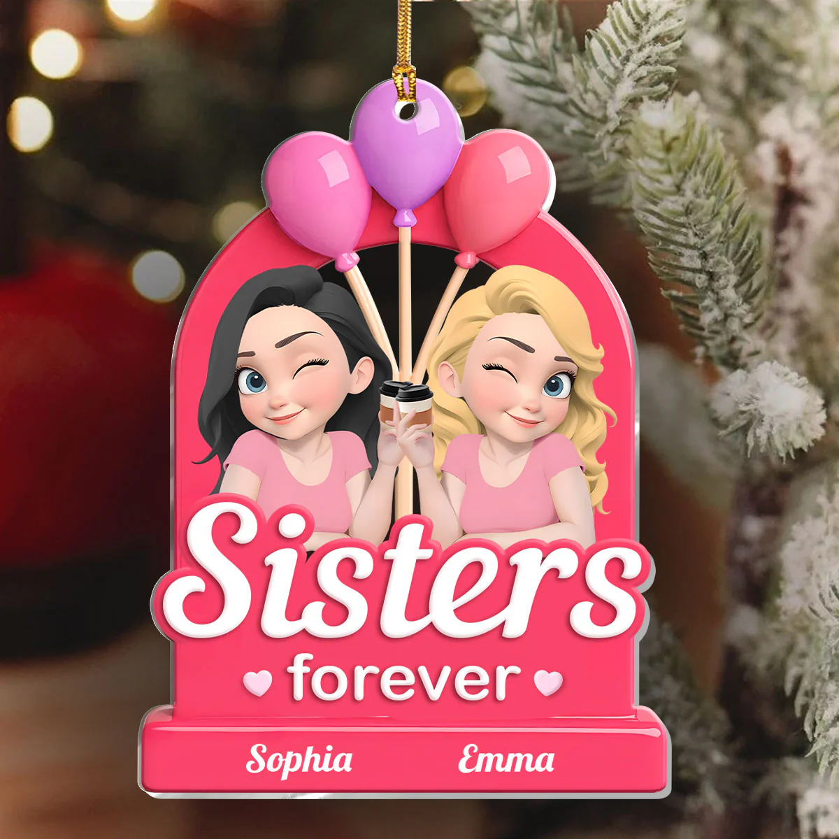 Besties Forever - Personalized 1-Layer Acrylic Ornament - Image 6