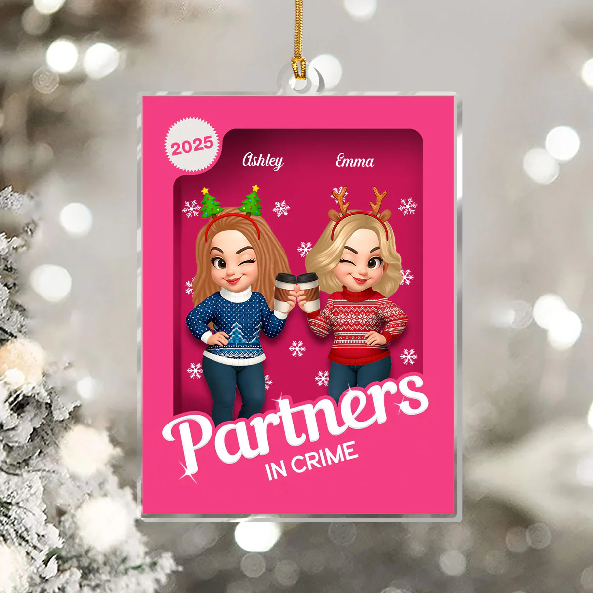 Besties Forever - Personalized 1-Layer Acrylic Ornament - Image 5