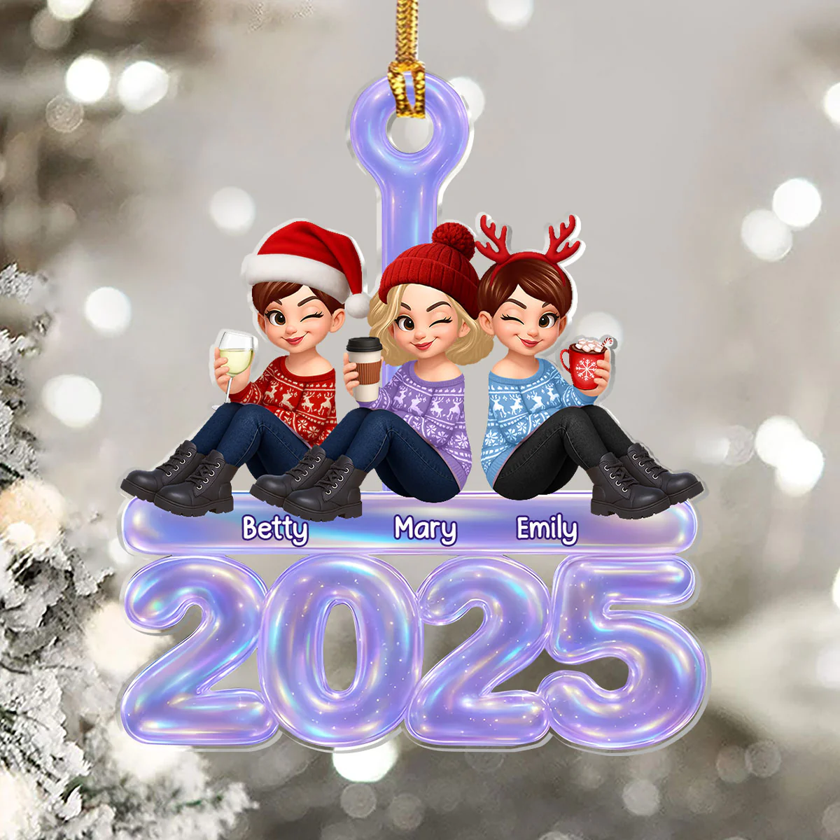 Besties Forever - Personalized 1-Layer Acrylic Ornament - Image 5
