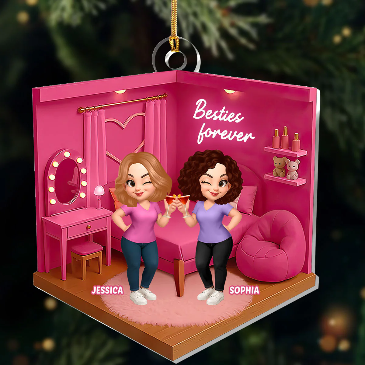 Besties Forever - Personalized 1-Layer Acrylic Ornament