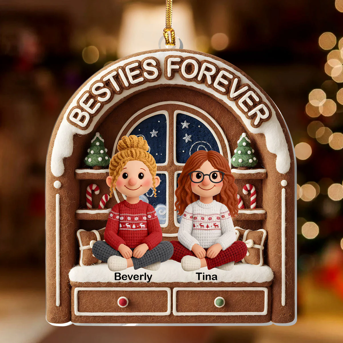Besties Forever - Personalized 1-Layer Acrylic Ornament - Image 2