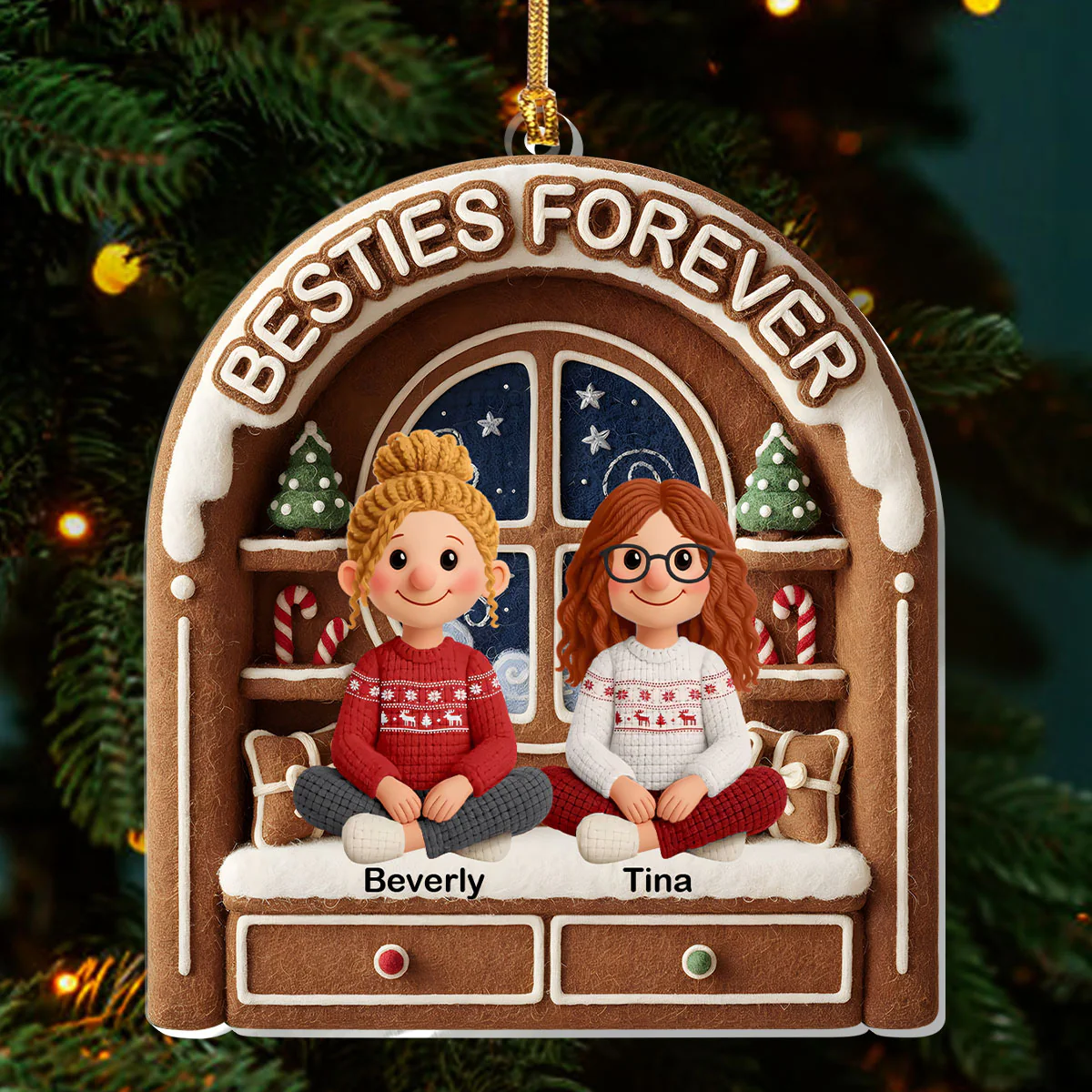 Besties Forever - Personalized 1-Layer Acrylic Ornament - Image 3