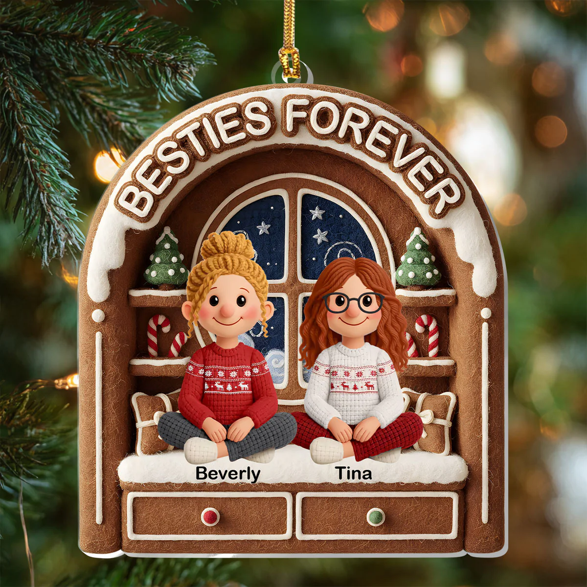 Besties Forever - Personalized 1-Layer Acrylic Ornament - Image 4