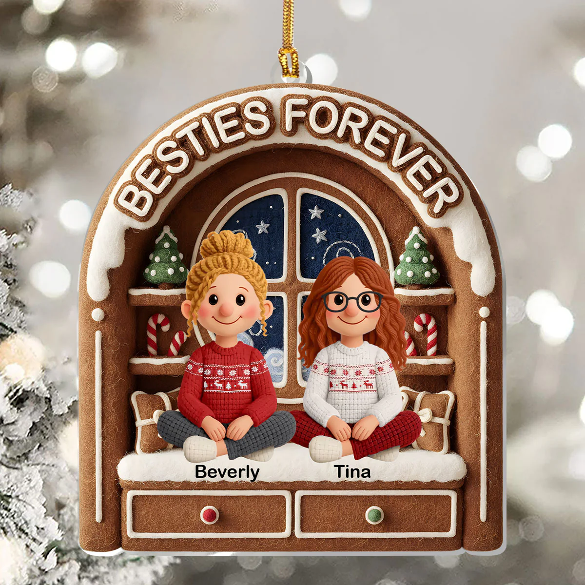 Besties Forever - Personalized 1-Layer Acrylic Ornament - Image 5