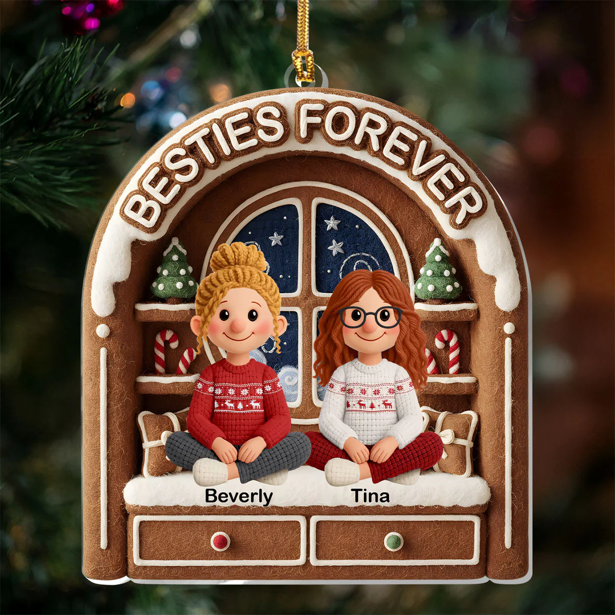 Besties Forever - Personalized 1-Layer Acrylic Ornament - Image 6